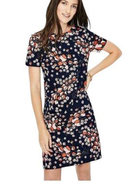 Boden Harriet Navy Orange Floral Short Sleeve Shift Dress